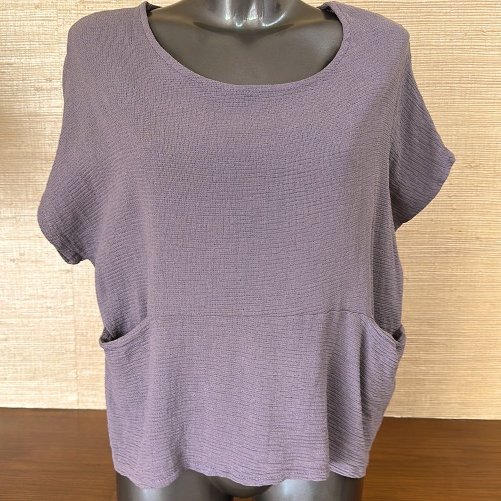 Oversized cotton top in hand dyed plum. New with tags from Sundance.